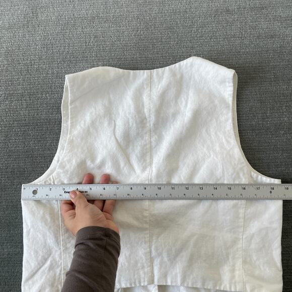 Gap Linen Vest Women M Linen Blend White Button Clean Minimalist Classic - Picture 2 of 7